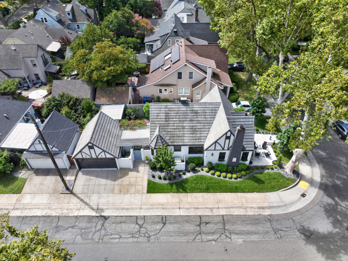 The home at 901 Sonoma Way in East Sacramento occupies a corner lot on a quiet street.